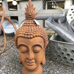 Buddha huvud rost trädgårdsdekoration