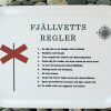 Bricka med fjällvettsregler och ledkryss