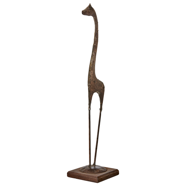 Staty giraff i järn och trä