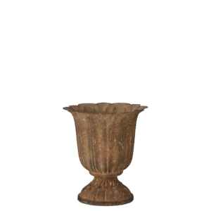 Pokal / kruka på fot i rostbrunt järn