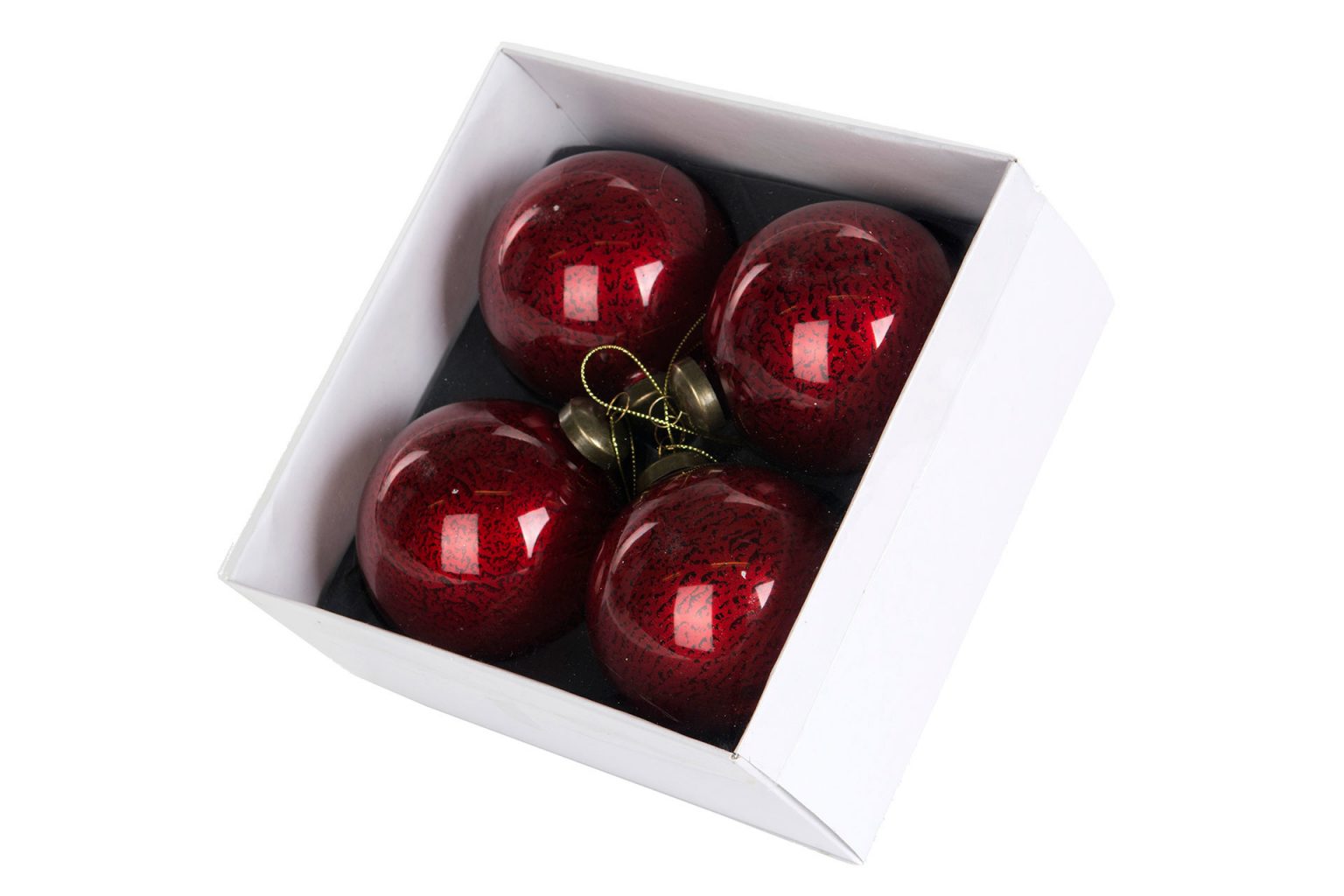Julgranskula marmorerad röd 4-pack - Lilla Lager