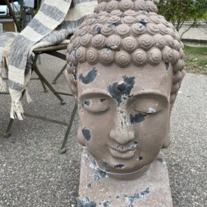 Trädgårdsdekoration buddha huvud antikgrå
