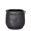 Kruka urna med handtag i svart terracotta