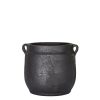 Kruka urna med handtag i svart terracotta