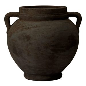 Kruka urna med handtag i svart terracotta