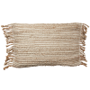 Kuddfodral i beige jute med fransar