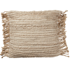 Kuddfodral i beige jute med fransar