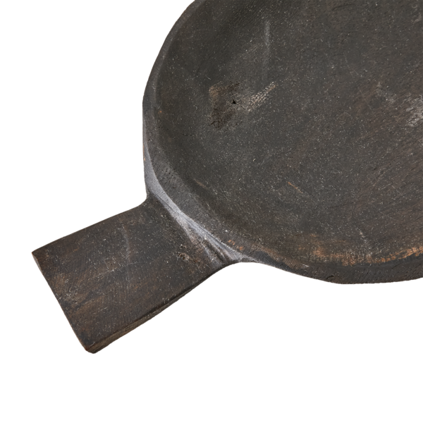 Avlångt träfat handgjord skål i svartbrunt trä