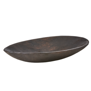 Oval handgjord träskål i svartbrunt