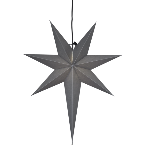 Hängande julstjärna i grått papper till advent
