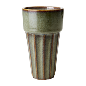 Kopp / Mugg räfflad keramik ljusgrön