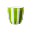 Ljuslykta glas vit grön randig
