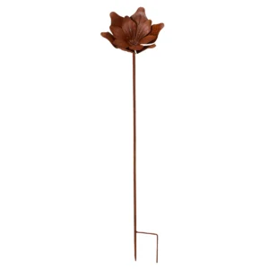 Trädgårdsdekoration rostig blomma på pinne