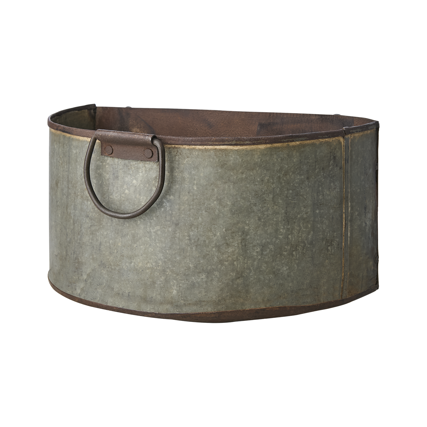 Väggkruka zink rost järn vintage med ögla