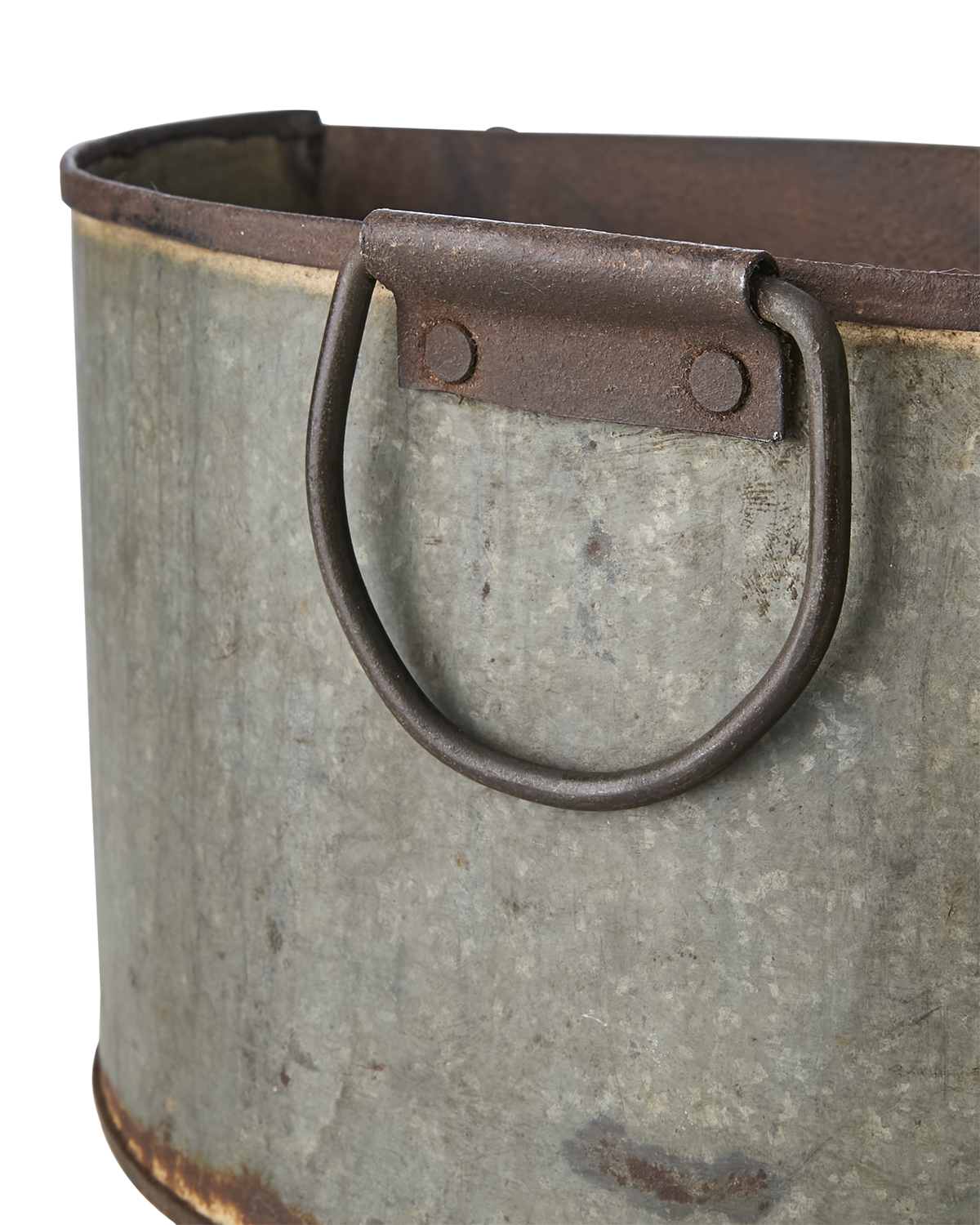 Väggkruka zink rost järn vintage med ögla