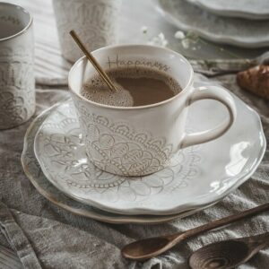 Majas Cottage fat assiett rund vit mandala happiness