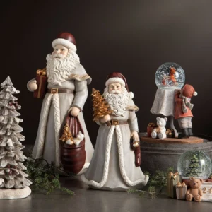 Juldekoration tomte med julklappar och säck