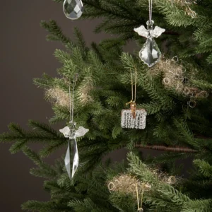 Julgranspynt paket julklapp i glas hänge