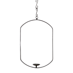 Stor oval ljusring i svart smide för blockljus