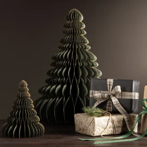 Pappersgran juldekoration mörkgrön pynt