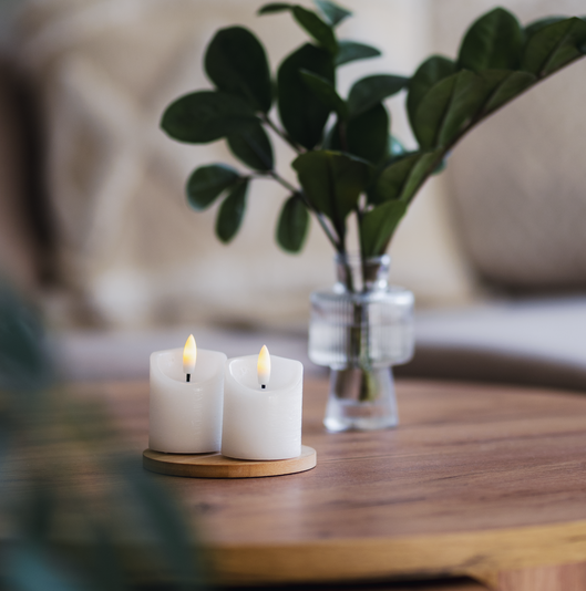 Led mindre blockljus flamme vit vax