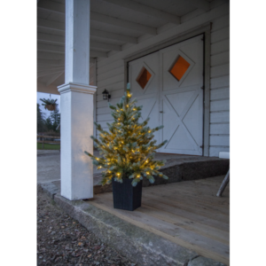 Julgran greyland med ledbelysning och timer på batteri för utomhusbruk