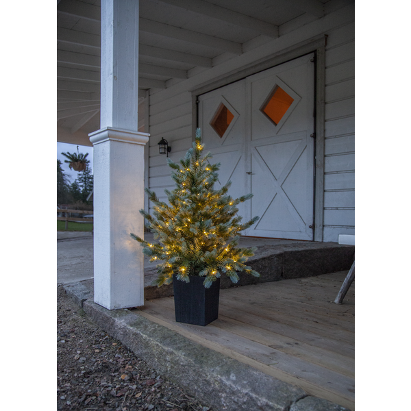 Julgran greyland med ledbelysning och timer på batteri för utomhusbruk