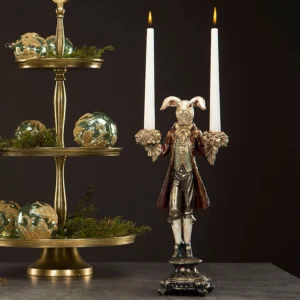 Ljusstake kanin guld juldekoration