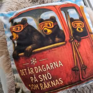 Kuddfodral skidbjörnar med text