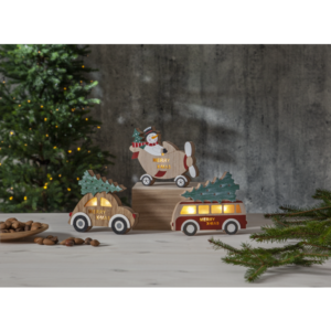 Snögubbe i flygplan juldekoration med ledbelysning