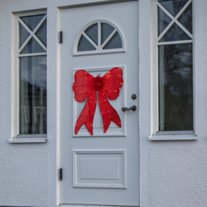 Utomhusdekoration led röd rosett på batterier