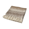 Filt med fransar i beige natur brun bomull