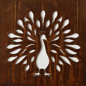 Skylt till armeringsnät rostig påfågel