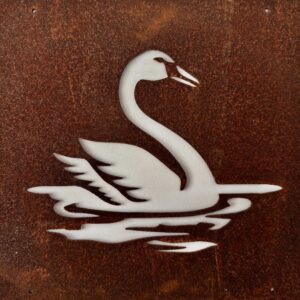 Rostig skylt svan till armeringsnät