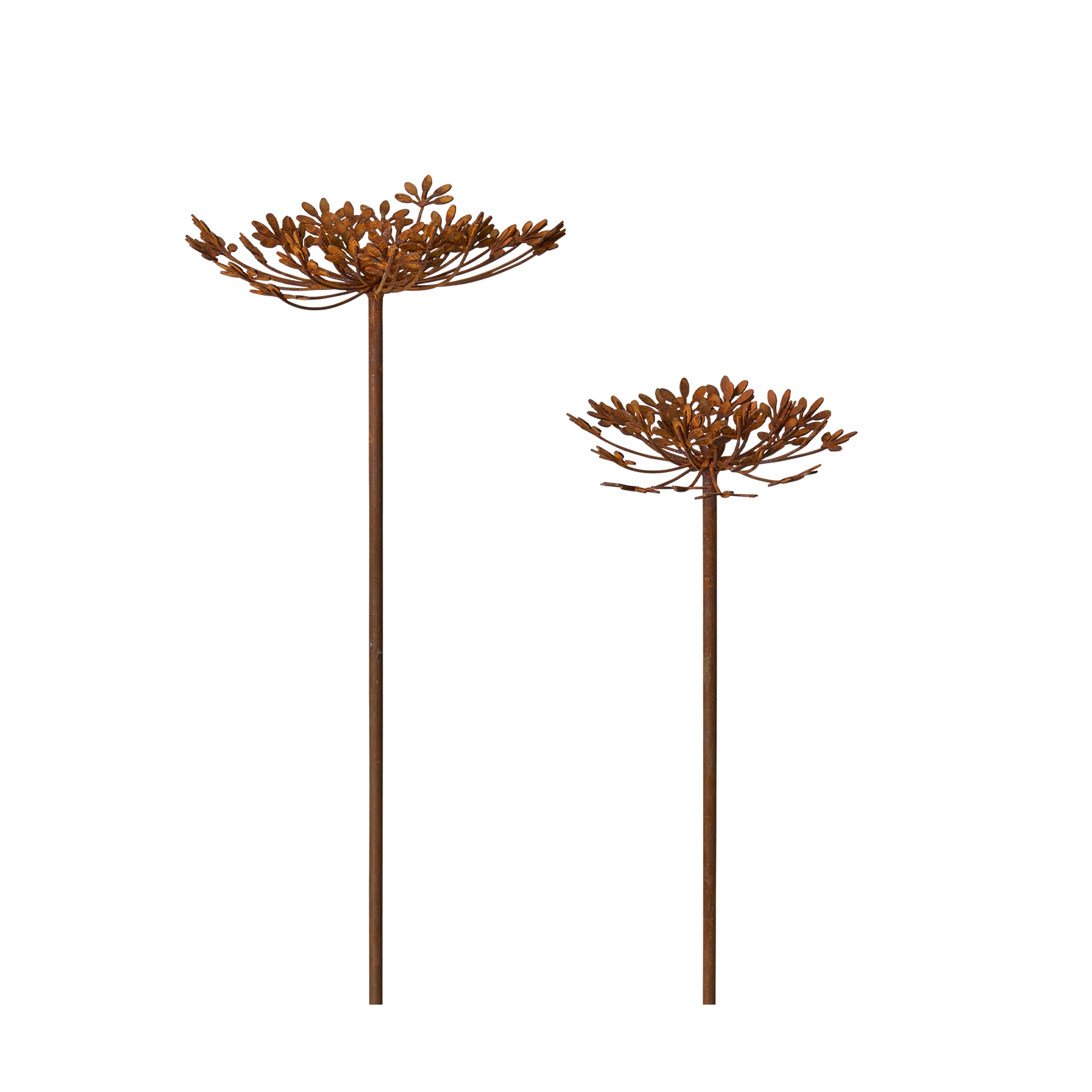 Trädgårdsdekoration – Rostig blomma på pinne 2-pack