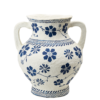 Urna i handgjord vit / blå bomull maché