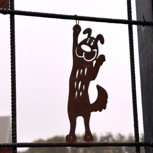 Skylt till armeringsnät rostig figur hund