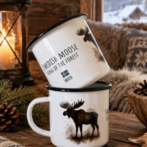 Emaljmugg älg souvenir sverige