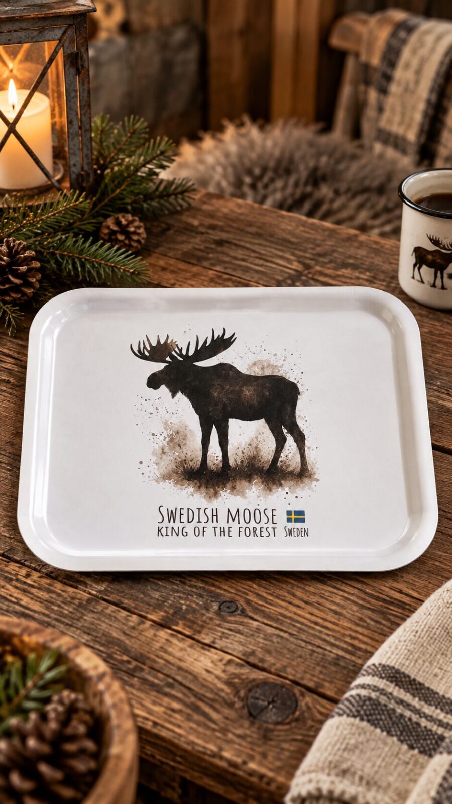 Bricka med motivet av en älg, king of the forest