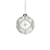 Julgranskulor i klarglas med vitt och silver glitter