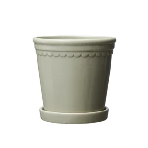 Kruka med fat i linne beige dolomit