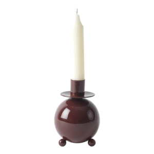 Ljusstake med kulfötter i järn burgundy röd