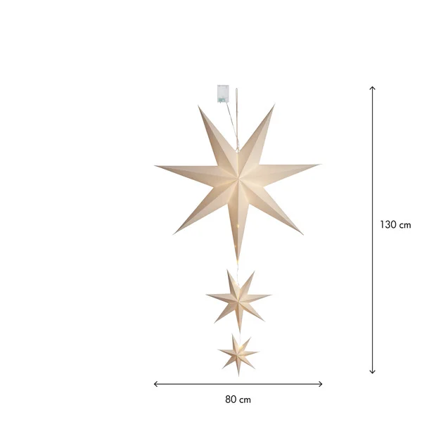 Julstjärna adventsstjärna 3 på rad vit med batterier