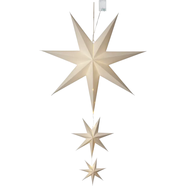 Julstjärna adventsstjärna 3 på rad vit med batterier