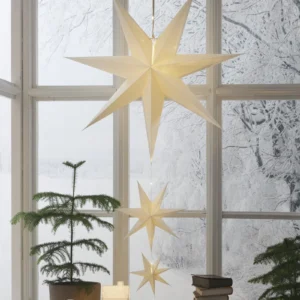 Julstjärna adventsstjärna 3 på rad vit med batterier