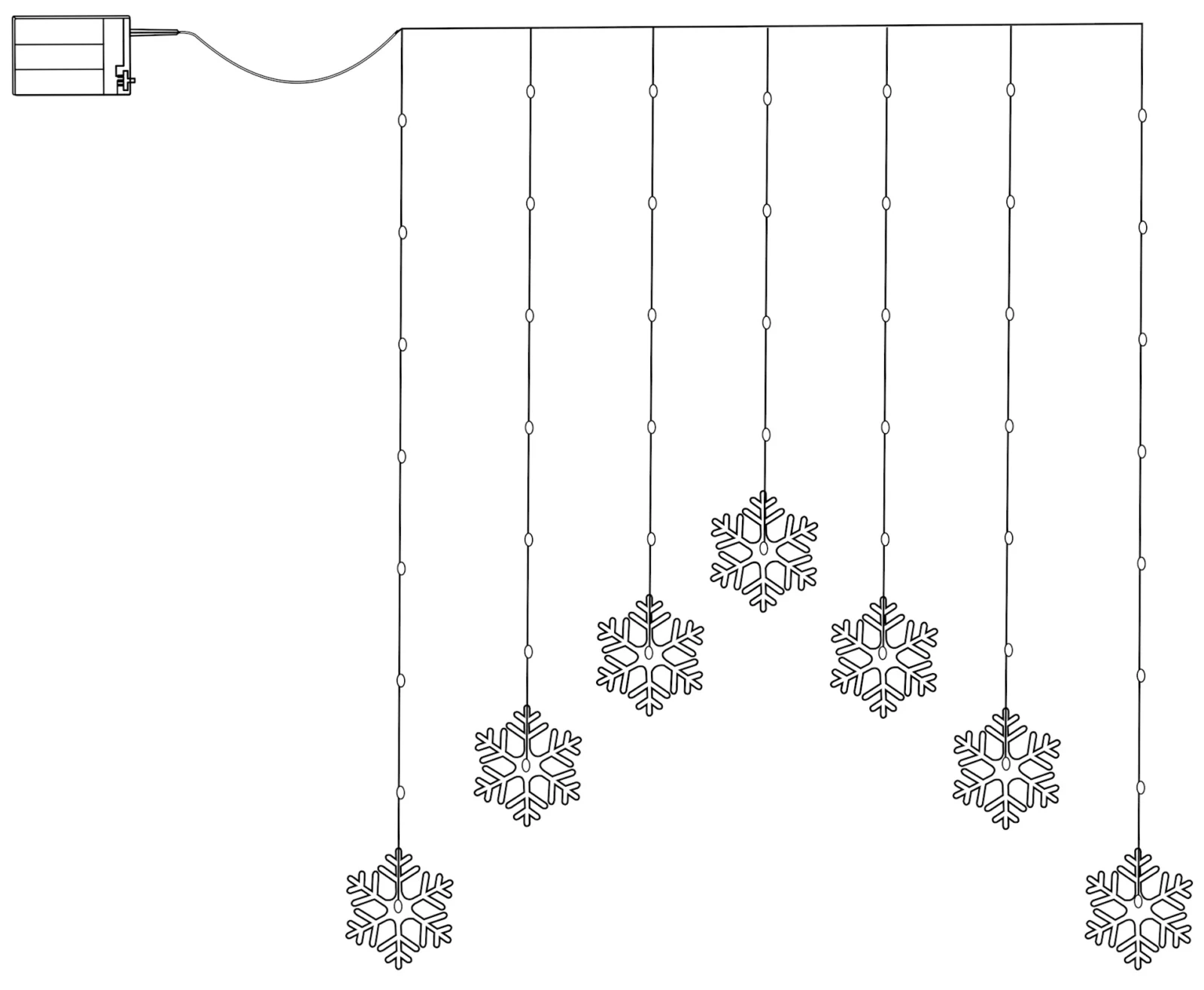 Ljusgardin ljusslinga dew drop med snöflingor för inomhusbruk