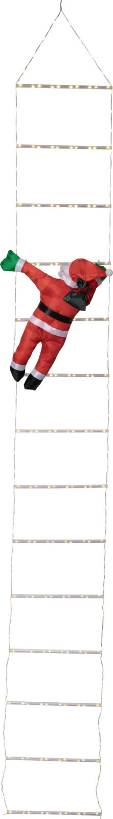 klättrande tomte på stege med ljusslinga för utomhusbruk