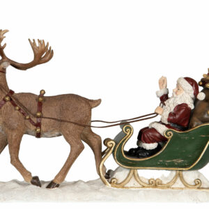 Tomtefärd ren med tomte i släde juldekoration